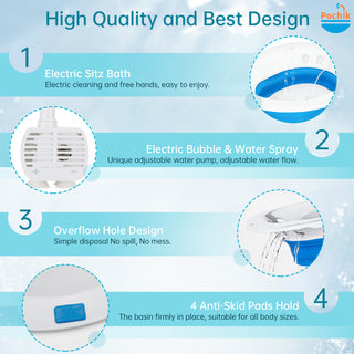 Pochik Electric Sitz Bath, Sitz Bath for Toilet Postpartum Care and Hemorrhoids,Unisex Foldable Toilet Seat