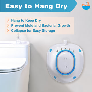 Pochik Sitz Bath for Toliet Seat, Sitz Bath for Hemorrhoids and Postpartum Care, Yoni Steam Seat - Foldable Basin for Epsom Salt Soak